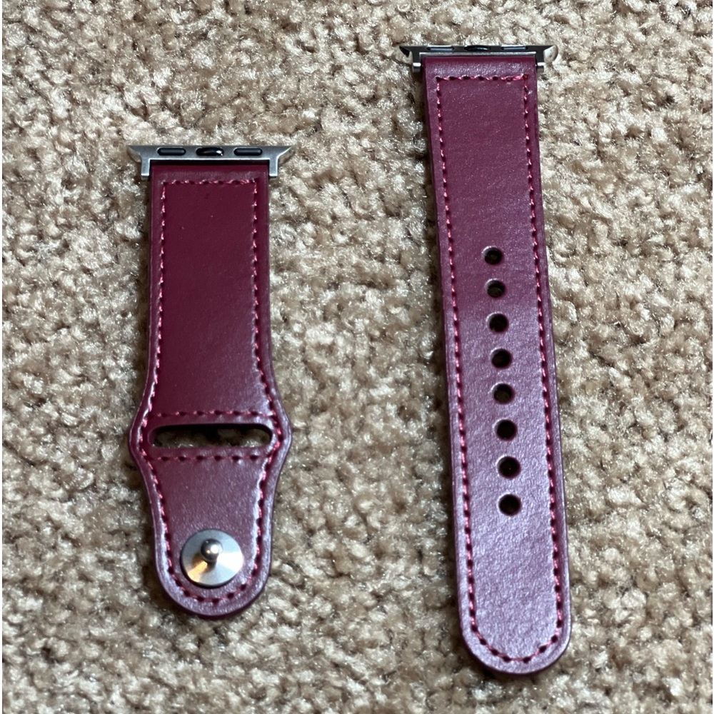 #5 crimson red wine Genuine Leather Apple Watch Band
